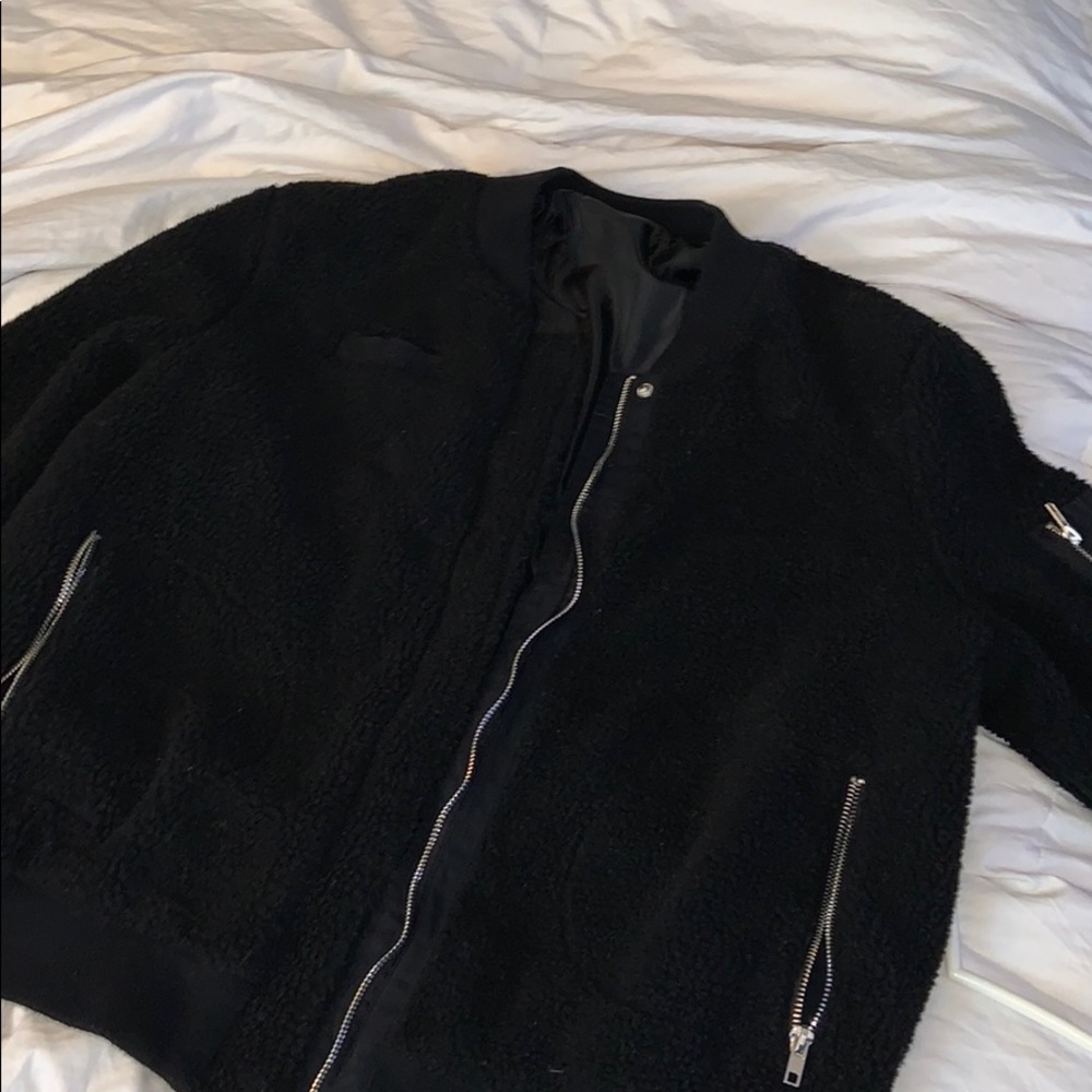 Black Sherpa Bomber Jacket